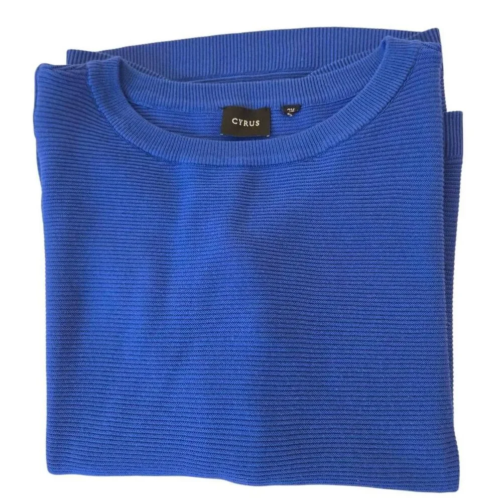 Cyrus Womens 2X Royal Blue Ribbed Pullover Sweater Plus Size